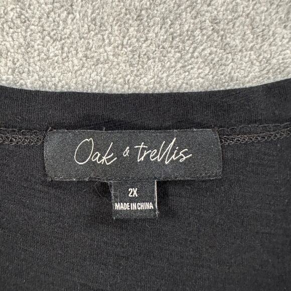 Oak & Trellis Long Sleeve V-Neck Top Womens 2X Black Pullover Minimalist Neutral - Picture 2 of 7